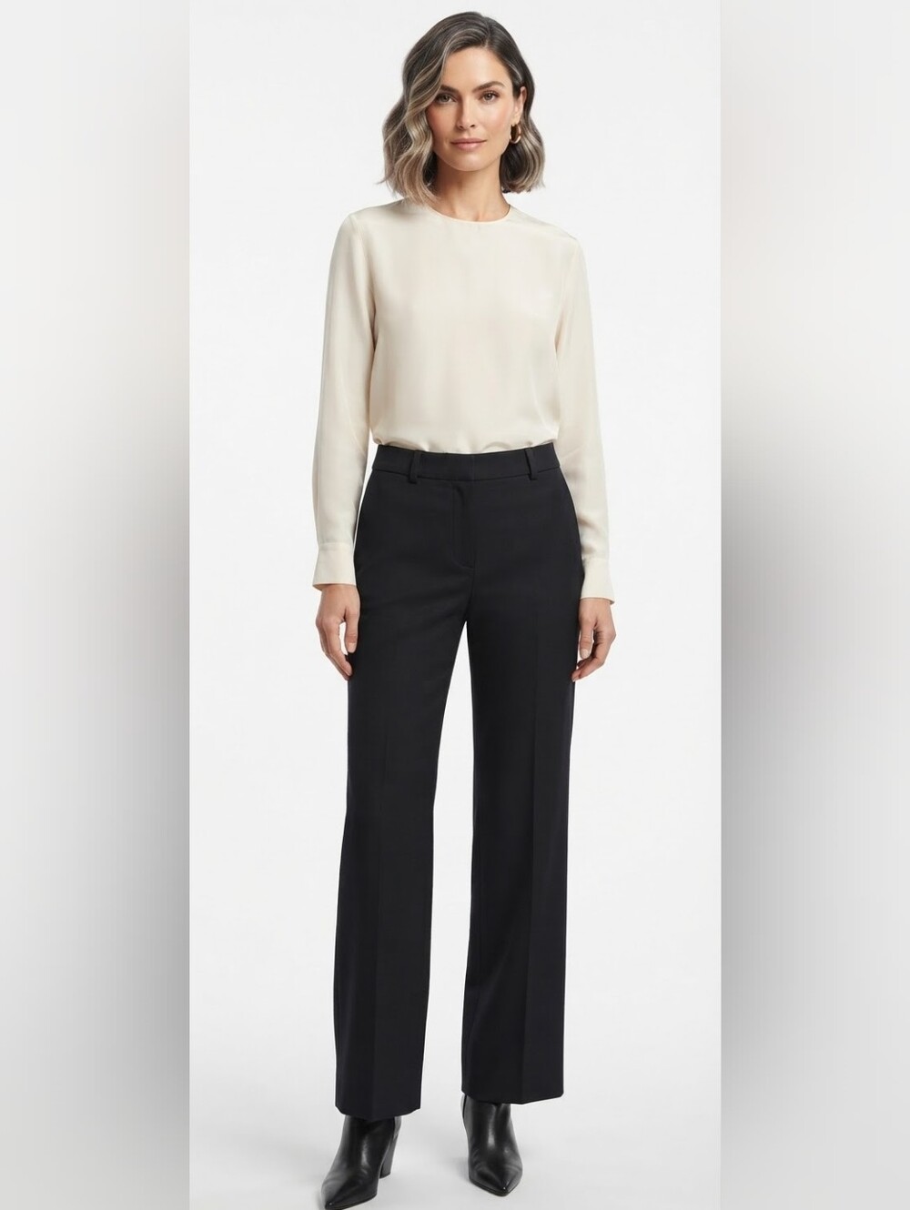 Authentic Chloé Wool Wide Leg Trousers Pants Black Size 42 France US 10